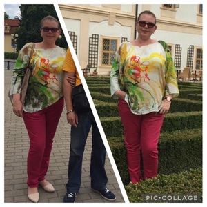 S. Oliver raspberry pink denim straight leg jeans